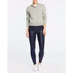 SPANX Faux Leather Leggings in Night Navy